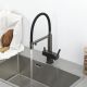 Смеситель для кухни Gappo G4395-59 с подключением фильтра питьевой воды и гибким изливом оружейная сталь/чёрный