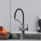 Смеситель для кухни Gappo G4395-60 с подключением фильтра питьевой воды и гибким изливом хром/чёрный