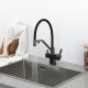 Смеситель для кухни Gappo G4395-69 с подключением фильтра питьевой воды и гибким изливом оружейная сталь/чёрный