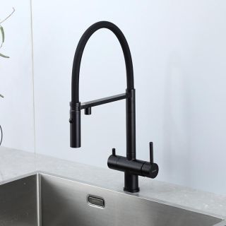 Смеситель для кухни Gappo G4397-86 с подключением фильтра питьевой воды и гибким изливом чёрный