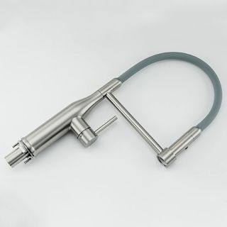 Смеситель для кухни Gappo G4398-55 с гибким изливом серый/сатин