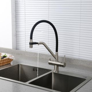 Смесители для кухни Gappo G4398-85 под фильтр с гибким изливом сатин/чёрный