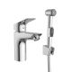 Смеситель для раковины без донного клапана с гигиеническим душем BelBagno DUE-LVM/HGN-CRM-W0