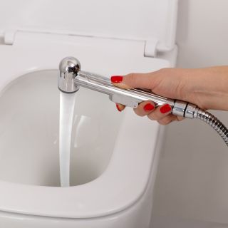 Смеситель для раковины без донного клапана с гигиеническим душем BelBagno DUE-LVM/HGN-CRM-W0