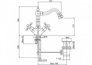Смеситель для биде, золото Cezares LORD-BS2-03/24