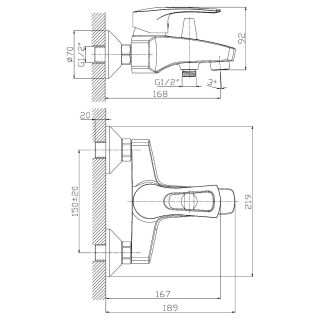 Смеситель для ванны Rossinka T40-31 Хром