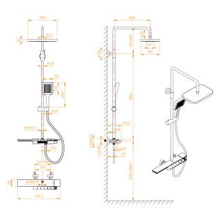 Душевая стойка RGW SP-34B 51140134-04 с термостатом чёрный