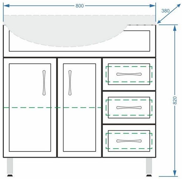 Тумба под раковину Stella Polar Концепт 80см белый SP-00000130