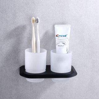 Двойной стакан для зубных щёток ABBER Nord AA1557B чёрный матовый