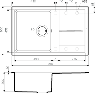 Мойка кухонная Omoikiri Sumi 79-CH Tetogranit/шампань