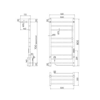 Полотенцесушитель электрический Indigo Line Trinity LСLTE80-50PGNSRt с полкой 80x50 см оружейная сталь