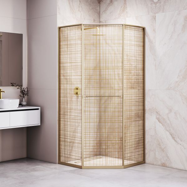 Душевой уголок RGW SV-82Gb "R" 33328299-266R 90x90 см брашированное золото