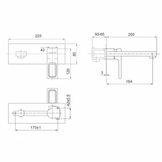 Встраиваемый смеситель для раковины Gappo Futura G1017-19 оружейная сталь