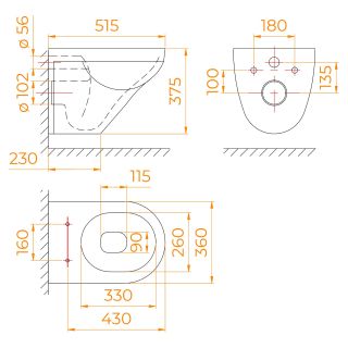 Унитаз подвесной с инсталляцией RGW SW-60 68420460-01