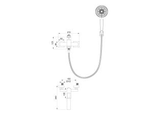 Смеситель для ванны с душем Wonzon & Woghand Frame WW-88639010-BGM тёмный графит
