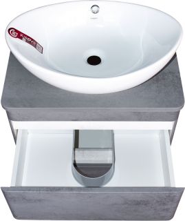 Тумба подвесная под раковину Style Line "Атлантика 70" СС-00002282  Люкс бетон темный, (2 ящ.), со столешницей МДФ, PLUS