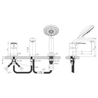 Смеситель на борт ванны Rossinka T40-39 Хром