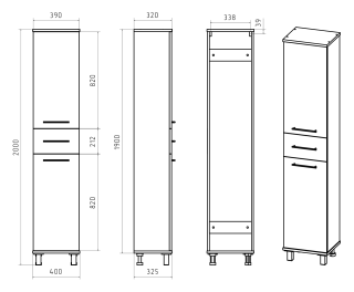 Напольный шкаф - пенал Misty Терра 40см правый белый