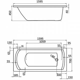 Панель фронтальная для акриловой ванны Santek Монако 160х70, Тенерифе 160х70 1WH302495