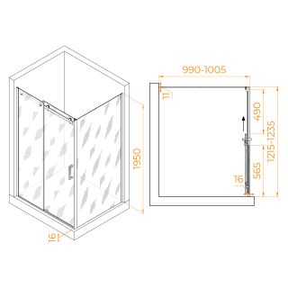 Душевой уголок RGW TO-44B (TO-14B + Z-050-2B) 02074420-14 120x100см чёрный