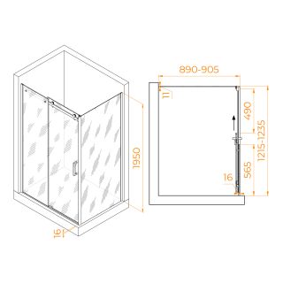Душевой уголок RGW TO-44B (TO-14B + Z-050-2B) 02074429-14 120x90см чёрный