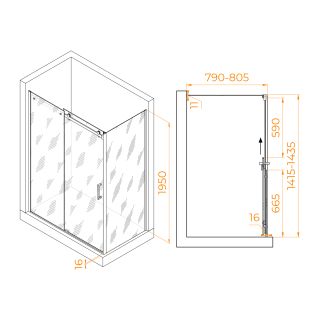 Душевой уголок RGW TO-44-1B (TO-14B + Z-060-2B) 020744148-14 140x80см чёрный