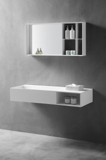 Подвесная тумба с раковиной ABBER Stein AS2640L 120см белый матовый