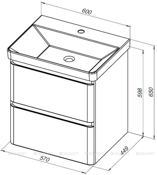 Тумба под раковину Aquanet Эмбер 330466 60 см чёрный матовый