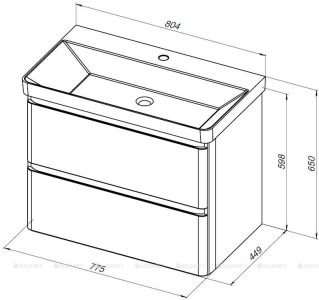 Тумба под раковину Aquanet Эмбер 330468 80 см чёрный матовый