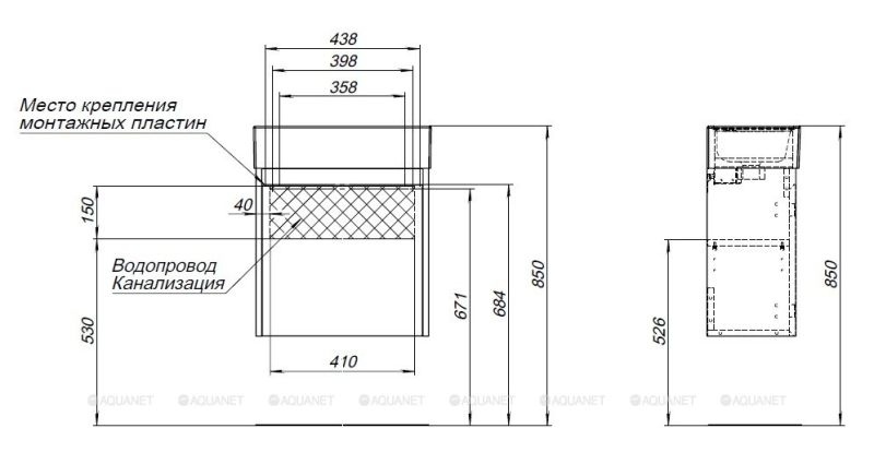 Тумба под раковину Aquanet Nova Lite 298855 50 см дуб рустикальный