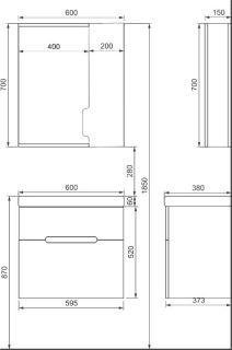 Тумба для комплекта Jorno Moduo Slim 60, подвесная