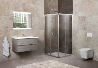 Душевой уголок прямоугольный, хром BelBagno UNIQUE-A-2-85/100-P-Cr