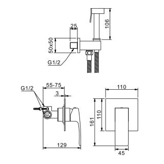 Гигиенический душ со смесителем Raglo R03.53.06 чёрный
