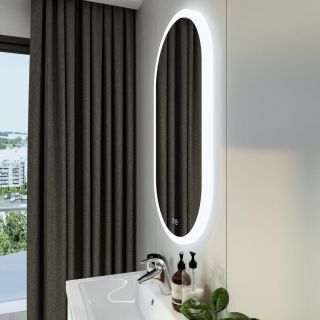 Зеркало с подсветкой Бриклаер Вега 4627125415715 с голосовым управлением и подогревом 55 см сенсор на зеркале