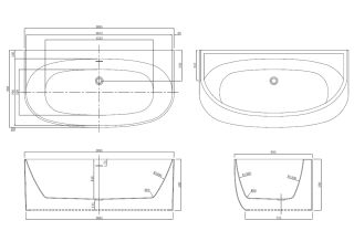 ВАННА АКРИЛОВАЯ AZARIO CAMBRIDGE CAM17289 169/88 С КАРКАСОМ С СИФОНОМ БЕЛАЯ