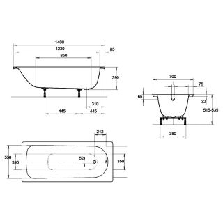 Стальная ванна Kaldwei Eurowa 309-1 140х70