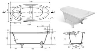 Ванна из литьевого мрамора Эстет Venecia silk ФР-00014528 П 170x80см белый матовый