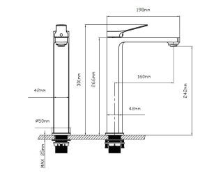 Смеситель для накладной раковины Vincea Arco VBF-4AR02GM однорычажный, вороненая сталь