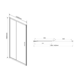 Душевая дверь Vincea Garda VDS-1G140CLGM, 1400, вороненая сталь, стекло прозрачное