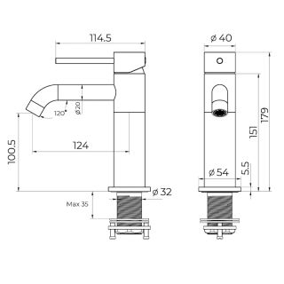 Cмеситель для раковины Knotlor SS-20/GM, оружейная сталь