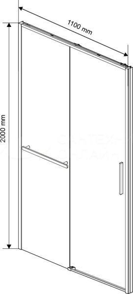 Душевая дверь в нишу Vincea Slim Soft 110 см, профиль черный, стекло прозрачное