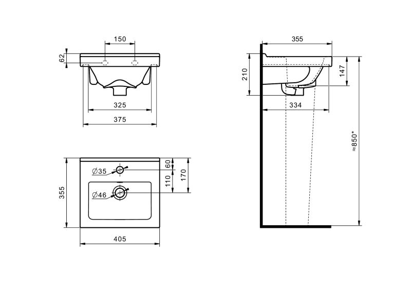 Раковина Santeri Визит 40 см белый