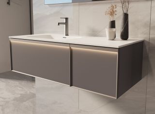 База под раковину Vincea Elise 1200 подвесная, левая, 2 выкатных ящика soft-close, серый матовый