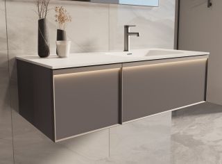 База под раковину Vincea Elise 1200 подвесная, правая, 2 выкатных ящика soft-close, серый матовый