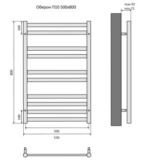 Водяной полотенцесушитель Aquatek Оберон AQ RO1080BL П10 50x80см чёрный муар
