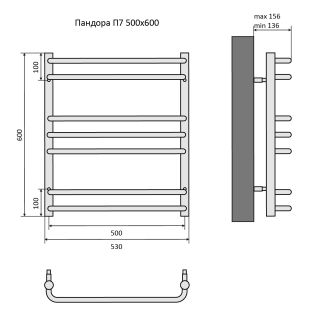 Водяной полотенцесушитель Aquatek Пандора AQ RRС0760CH П7 50x60см хром