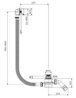 Слив-перелив для ванны Excellent Hover ARIN.3410WH с наполнением 60/80/100 см белый матовый