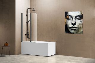 Душевая шторка на ванну Vincea VSB-12114CLGM, 1140*1400, вороненая сталь, стекло прозрачное