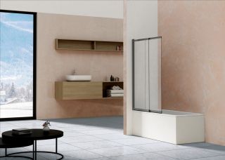 Душевая шторка на ванну Vincea VSB-1E100CLGM 1000*1450, вороненая сталь, стекло прозрачное