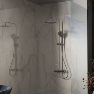 Душевая стойка Vincea Rondo VSFS-1R1GM, вороненая сталь